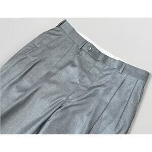 NWT Samuelsohn 100% Wool Super 110's Gray Dress Pants Pleated Size 33